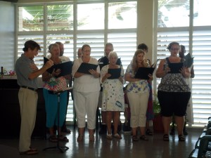 Sounding amazing singing "As the Deer" and Because He Lives"