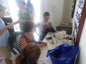 putting names on the angels for the angel tree